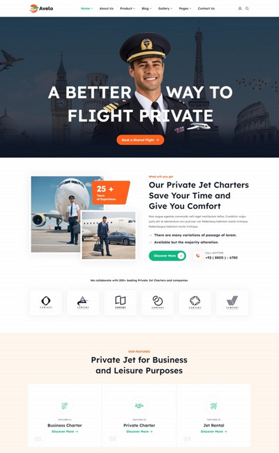 多风格航空公司宣传服务网站HTML5模板