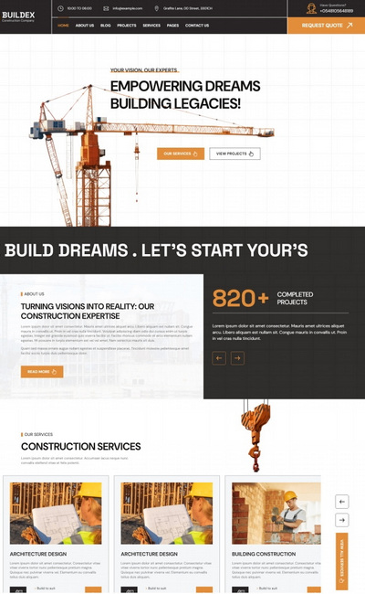 工程建筑施工服务公司网站模板