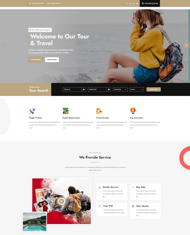 多风格一站式旅游服务公司宣传网站模板