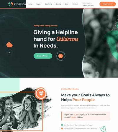 儿童救助公益慈善机构html5网站模板