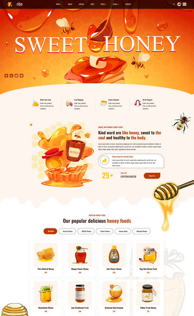 天然蜂蜜食品销售企业html5网站模板