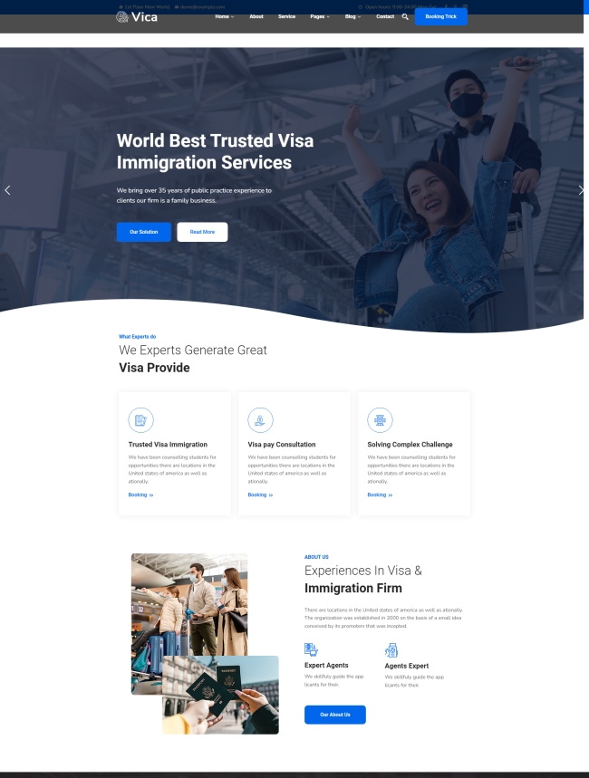 移民签证服务公司宣传页网站模板