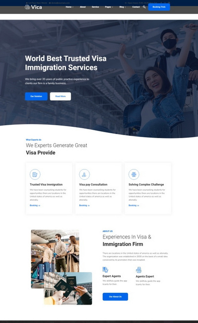 移民签证服务公司宣传页网站模板