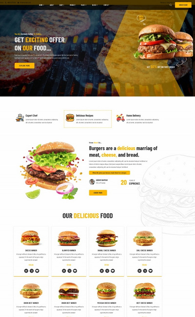 响应式汉堡美食餐饮公司静态页网站模板