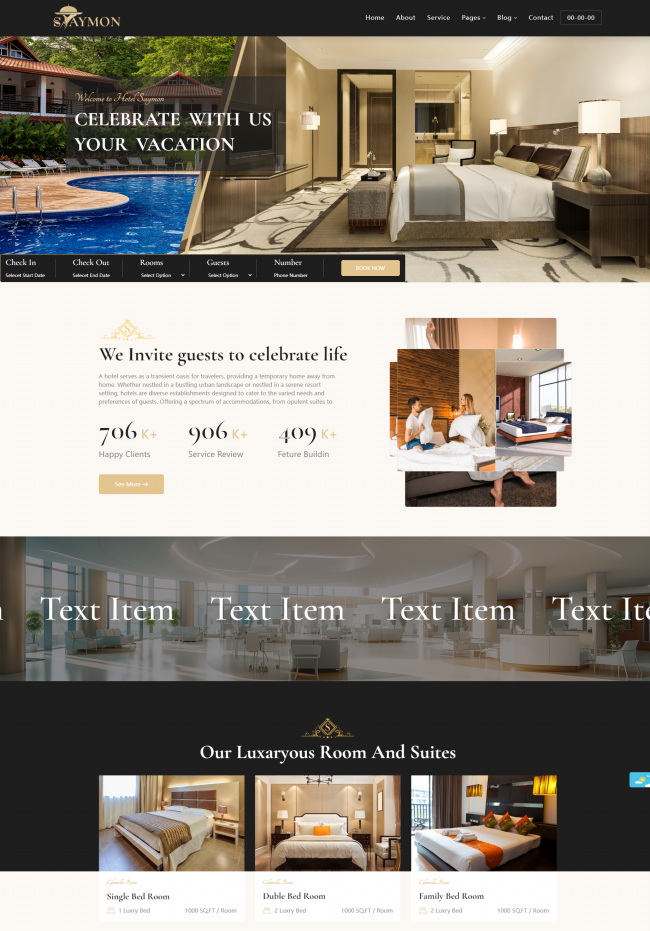 酒店服務行業html5網站模板