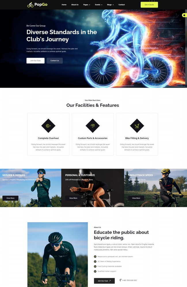 骑行运动俱乐部通用bootstrap模板