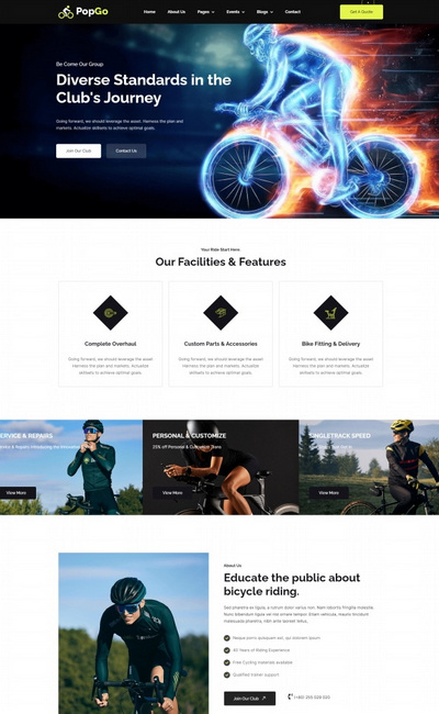 骑行运动俱乐部通用bootstrap模板