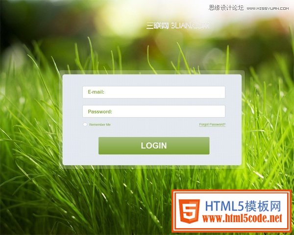 清新风格绿色登陆框制作教程
