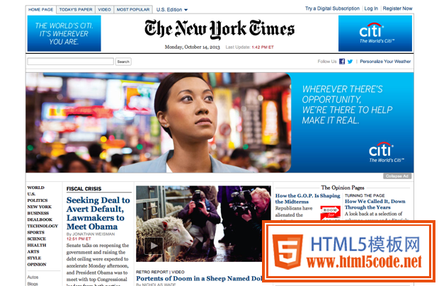 Banner advertising used on The New York Times website.