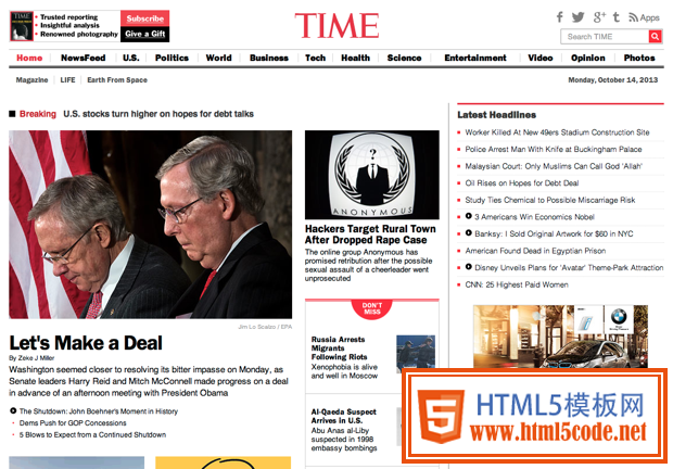 TIME homepage