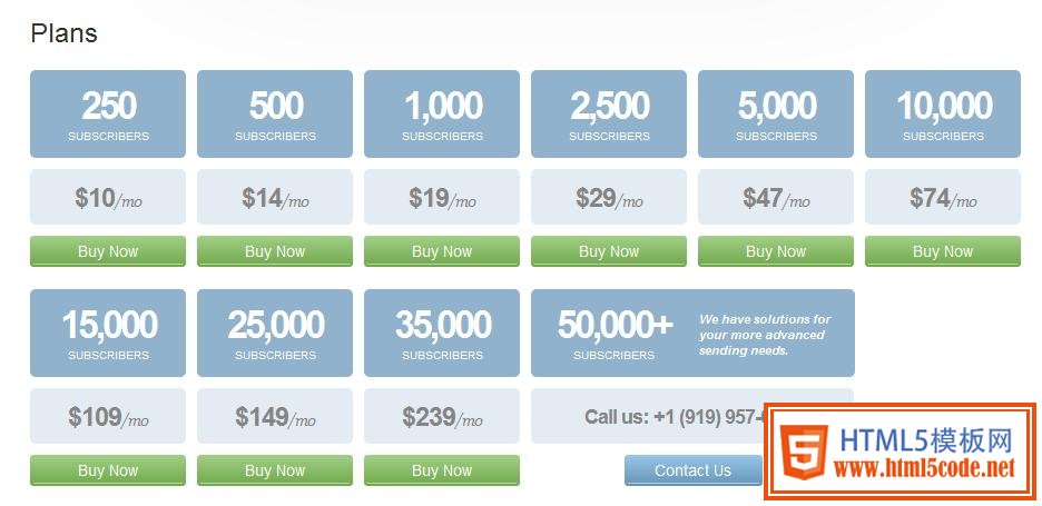 pricing table 25 