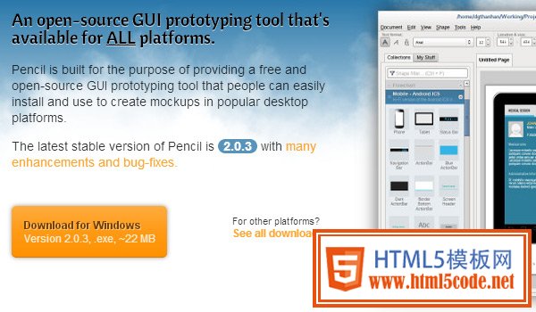 Pencil Project in 50 Free Wireframe Kits and Web Apps