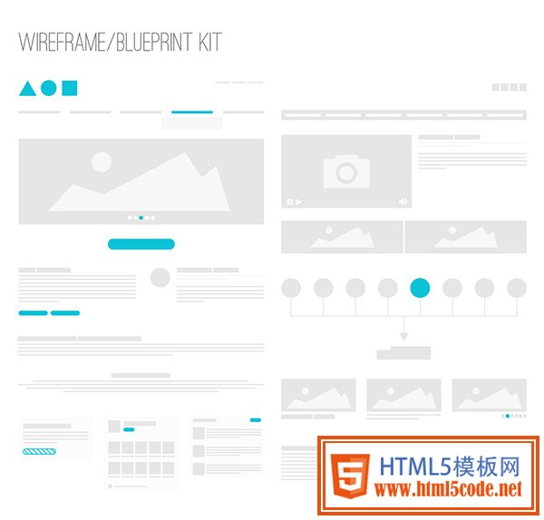 Wireframe / Blueprint Kit by Kai Husen in 50 Free Wireframe Kits and Web Apps