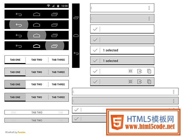 Android Jellybean Wireframe Kit in 50 Free Wireframe Kits and Web Apps