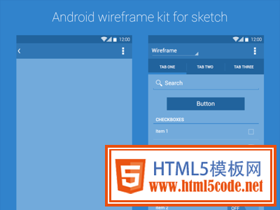 Android Wireframe Kit by Rodrigo Soares in 50 Free Wireframe Kits and Web Apps