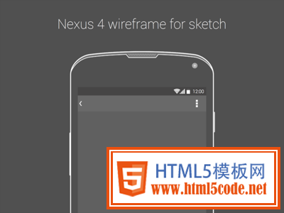 Nexus 4 Wireframe for .Sketch by Rodrigo Soares in 50 Free Wireframe Kits and Web Apps