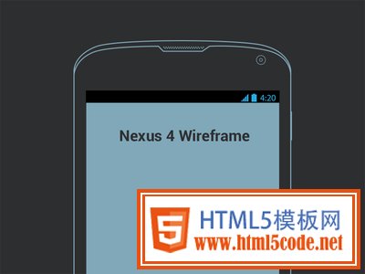 Nexus 4 wireframe by Oleg Stirbu in 50 Free Wireframe Kits and Web Apps