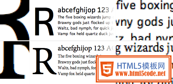 bove: Core Text rendering of FacitWeb (above) and Minion Pro (below).