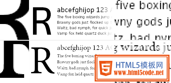 Above: GDI rendering of FacitWeb (above) and Minion Pro (below) with Standard antialiasing.