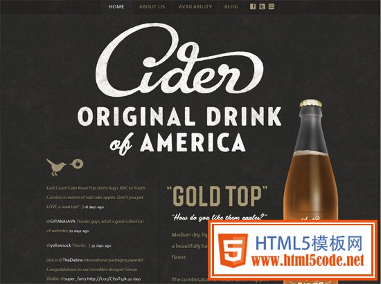 Textured website design example: Gold Top Cider