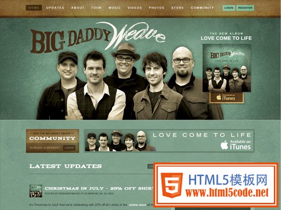 Textured website design example: Big Daddy Weave