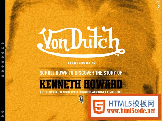 Textured website design example: Von Dutch