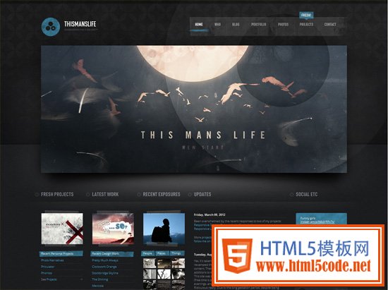 Textured website design example: Thismanslife