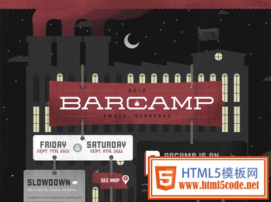 Textured website design example: Barcamp Omaha 2012