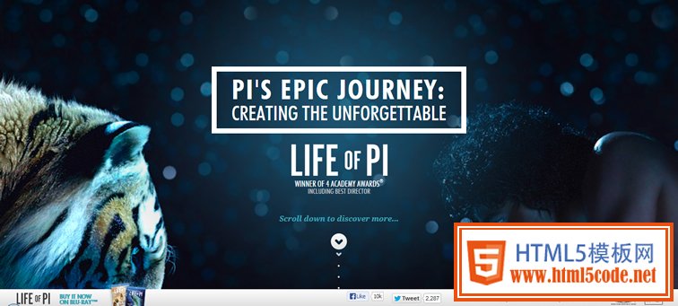 Pi's Epic Journey movie animated css parallax scrolling