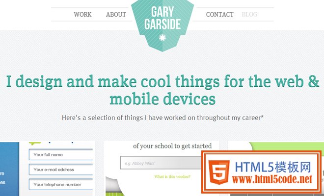 gary garside web design portfolio layout