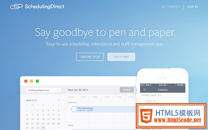 scheduling direct homepage blue layout responsive