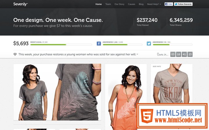 sevenly website homepage layout ecommerce