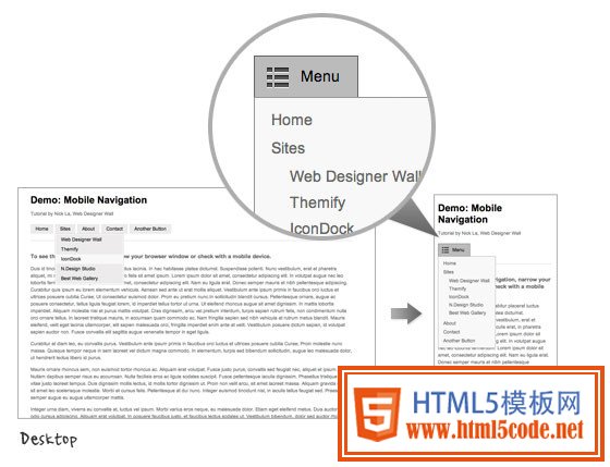 使用jquery实现HTML5响应式导航菜单教程_html5教程技